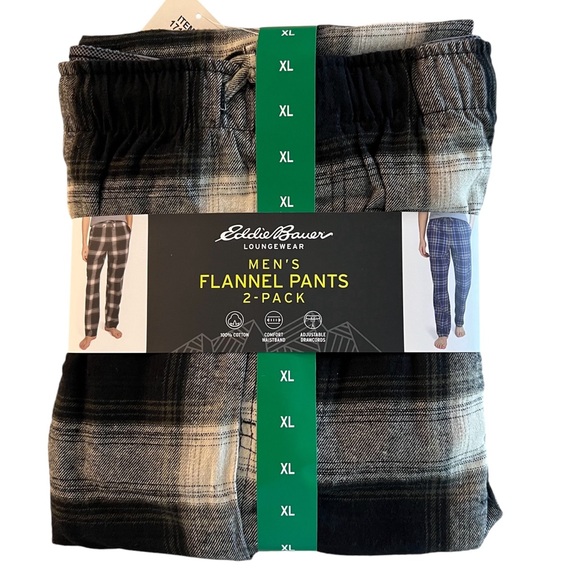 NEW Eddie Bauer 2 pack Loungewear Men’s Flannel Pants - Picture 1 of 4